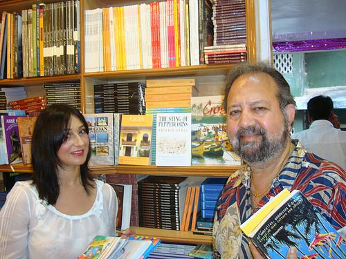 Cardiology prof Dr Antonio (Tony) Gomes poses with his wife Margarida, before the Goa books section of the state's largest bookshop, Broadway Book Centre.